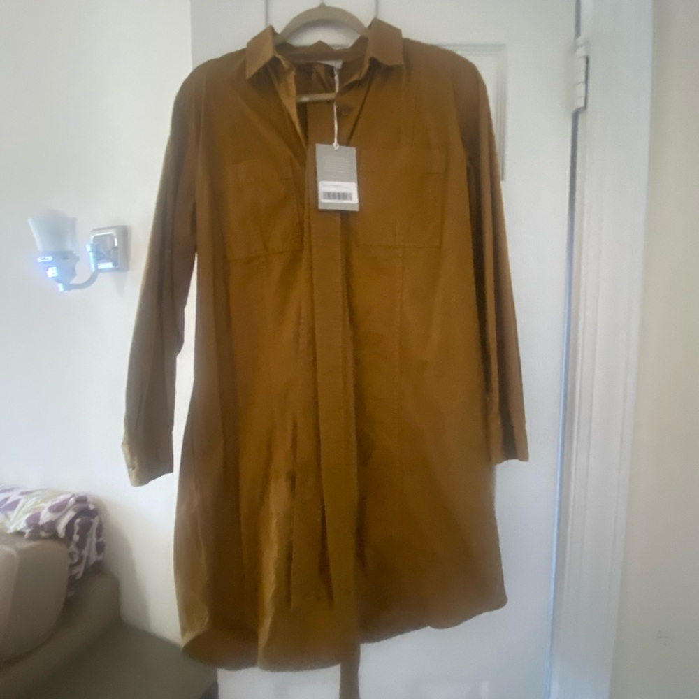 NWT — EVERLANE shirt dress in burnt tan